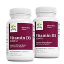 Terry Vitamine D3 naturellement - Supplément de soutien de la santé et de la force osseuse - Système immunitaire et soutien du cerveau - 5 000 UI Comprimés de vitamine D avec goût de baie mixte - 90 comprimés à croquer (paquet de 2)