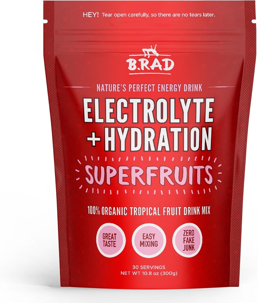 B.rad Superfruits Hydration & Elektrolyt Getränke | Nature's Perfect Energy Drink | Freeze-Dried High-Antioxidant Tropical Fruit Powder | 10.8 Unzen, 30 Portionen