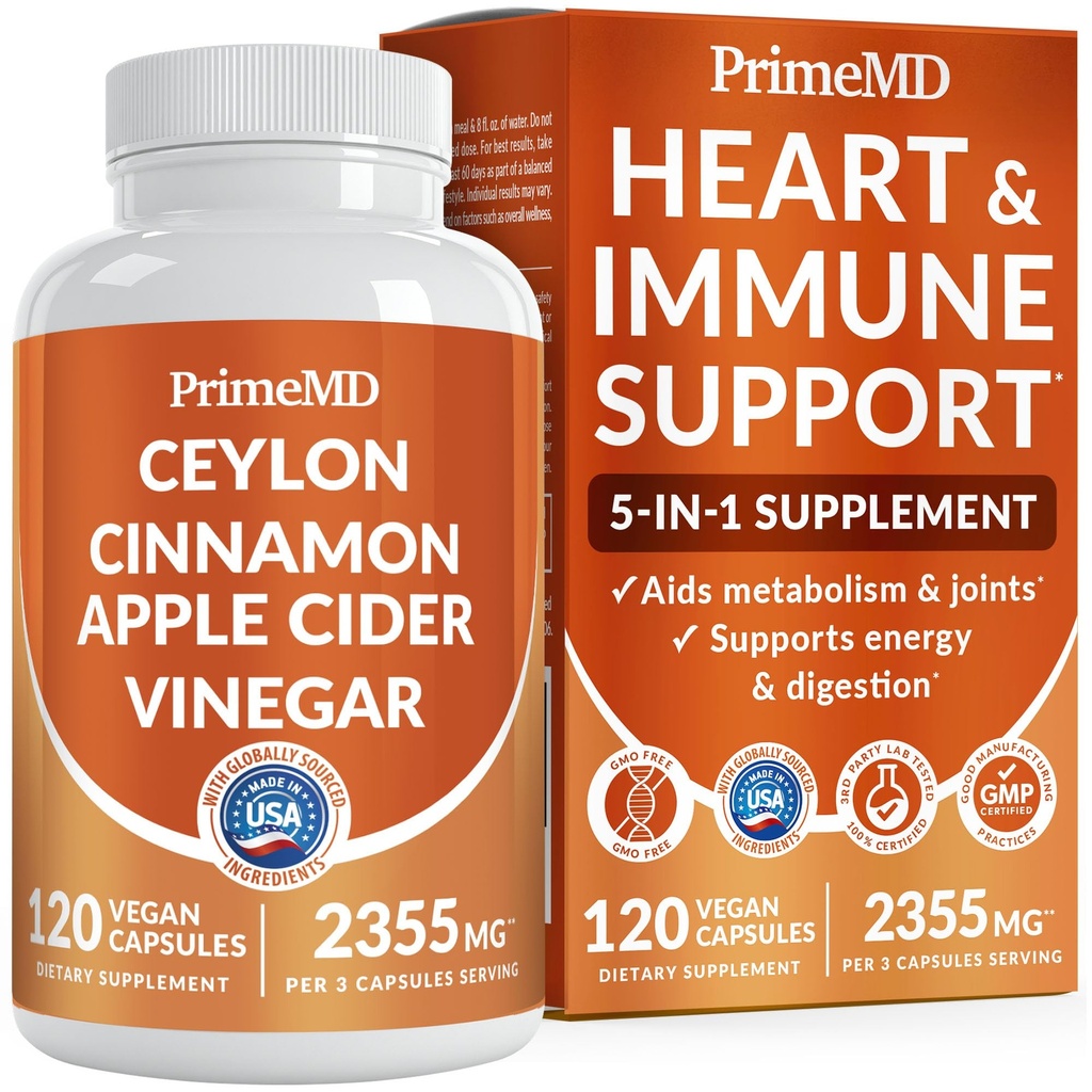 5-in-1 Ceylon Cinnamon Capsules 2355mg - Ceylon Cinnamon und Apfelessig mit Turmeric, Panax Ginseng, Cinnamon und Bioperine, 120 ct