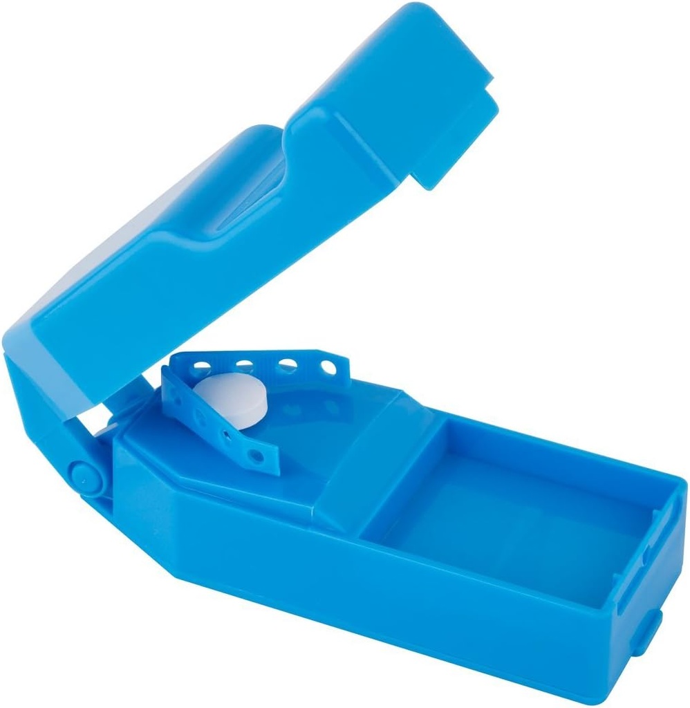 EZY DOSE Pille Cutter und Splitter mit Spender, Schneiden Pillen, Vitamine, Tabletten, Edelstahl Klinge, Reisen Sized, sicher schneiden Pillen und Vitamine, einfach zu bedienen, Farbe Mai Vary, BPA kostenlos
