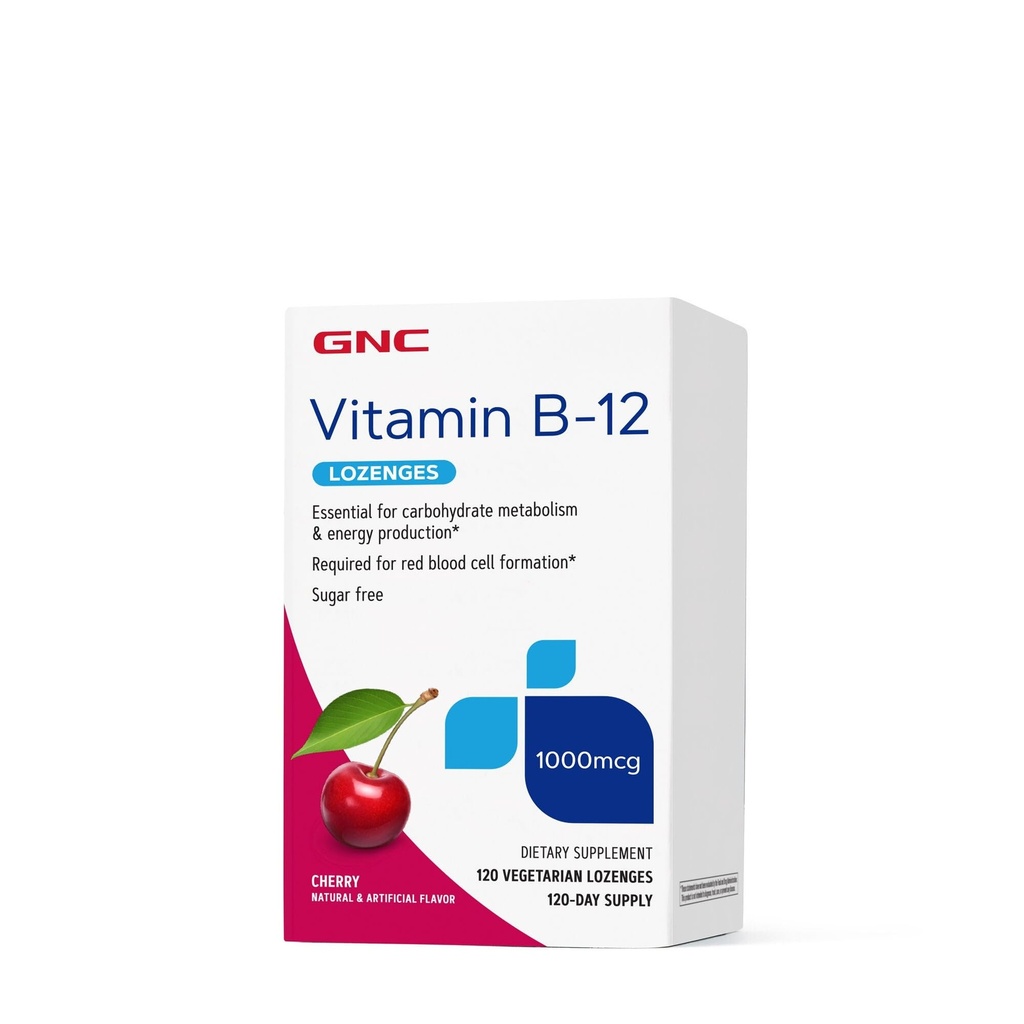 GNC Vitamin B-12 1000mcg, Kirsche, unterstützt Energieproduktion, 120 Lozenges
