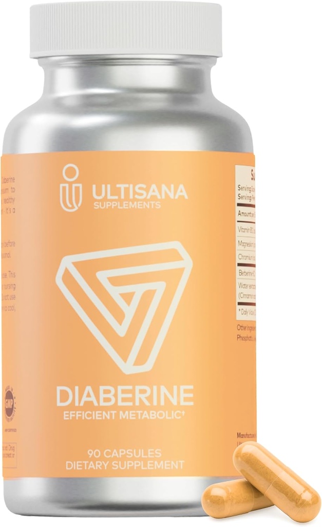Diaberine Berberine HCL Supplement | Unterstützt Herzgesundheit, Energie-Boost, Stoffwechsel und Immunfunktionen | Berberine 500mg mit Vitamin B12, Magnesium & Chrom | Non-GMO & Vegan, 90 Zähler