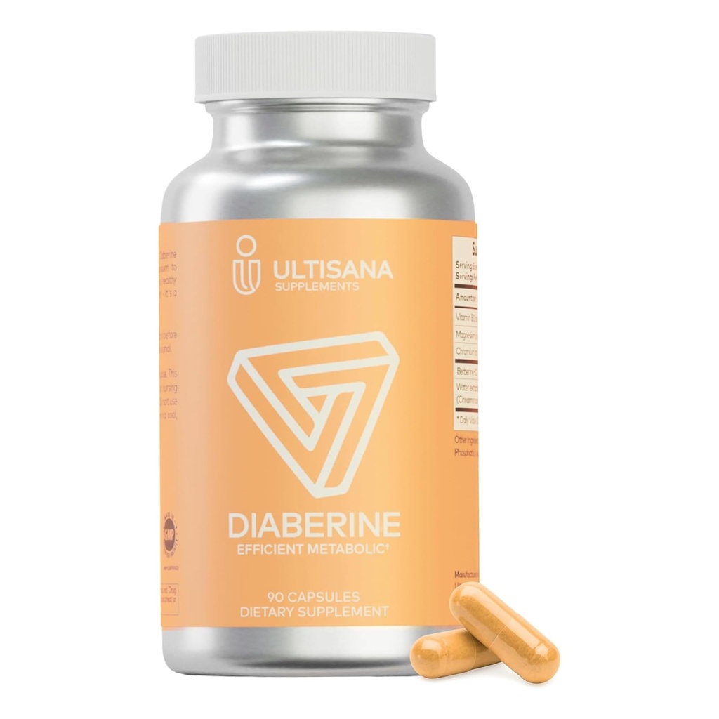 Diaberine Berberine HCL Supplement Supporte la santé cardiaque, l'énergie, le métabolisme et les fonctions immunitaires.