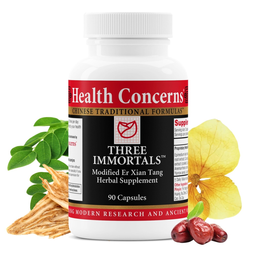 Gesundheit betreffs Drei Unsterbliche - Menopause Support Supplement - Leistungsstarkes Relief für heiße Blitze, Hormone Ungleichgewicht und Nachtschwärme - Dong Quai, Epimedium, Morinda, Rehmannia & Lycium - 90 Kapseln