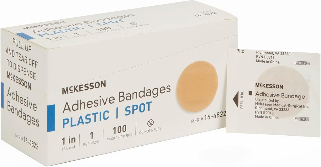Bandes adhésives McKesson, stérile, tache plastique, 1 in, 100 Compte, 24 paquets, 2400 Total