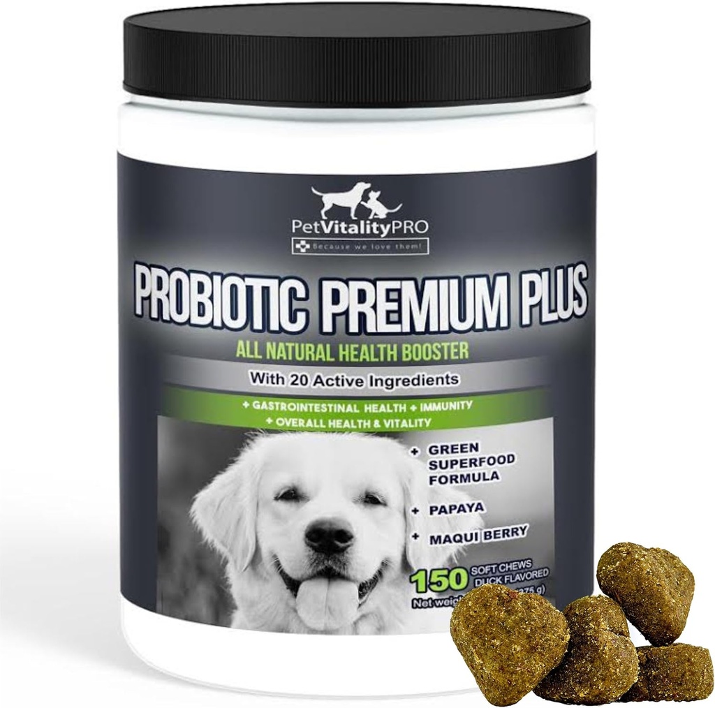 Probiotika für Hunde mit natürlichen Verdauungsenzymen ● 4 Bill CFUs/2 Soft Chews ● Hund Durchfall Upset Stomach Hefe Gas Bad Breath Immunität Allergien Haut jucken Hot Spots ● 150 Count