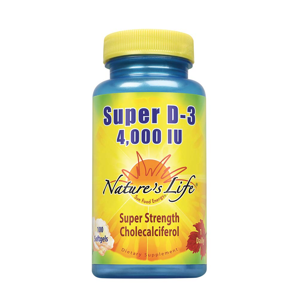 Nature's Life Super D-3 4000 IU | Hohe Potenz Vitamin D Supplement | Kann gesunde Knochen, Zähne & Immunsystem | 100 Softgels unterstützen