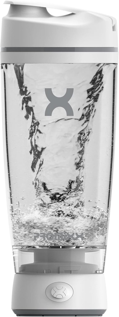 Bouteille de shaker originale Promixx - Batterie pour les shakes de protéines lisses - sans BPA, 20oz tasse (blanc)
