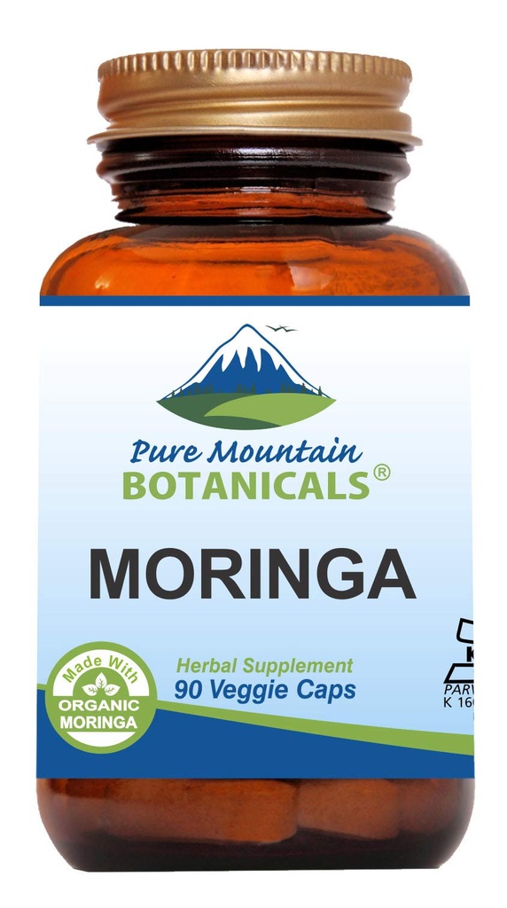 Pure Mountain Botanicals Moringa Leaf Capsules - Kosher Vegan Formule avec 1000mg Moringa Biologique - Moringa Verte Oleifera Superfood Supplément
