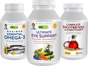 ANDREW LESSMAN 3 Product Eye Health Bundle - 360 Softgels Jedes der Ultimate Eye Support, Maximum Essential Omega-3 und komplette Tocotrienols. Fördert und unterstützt Augengesundheit.