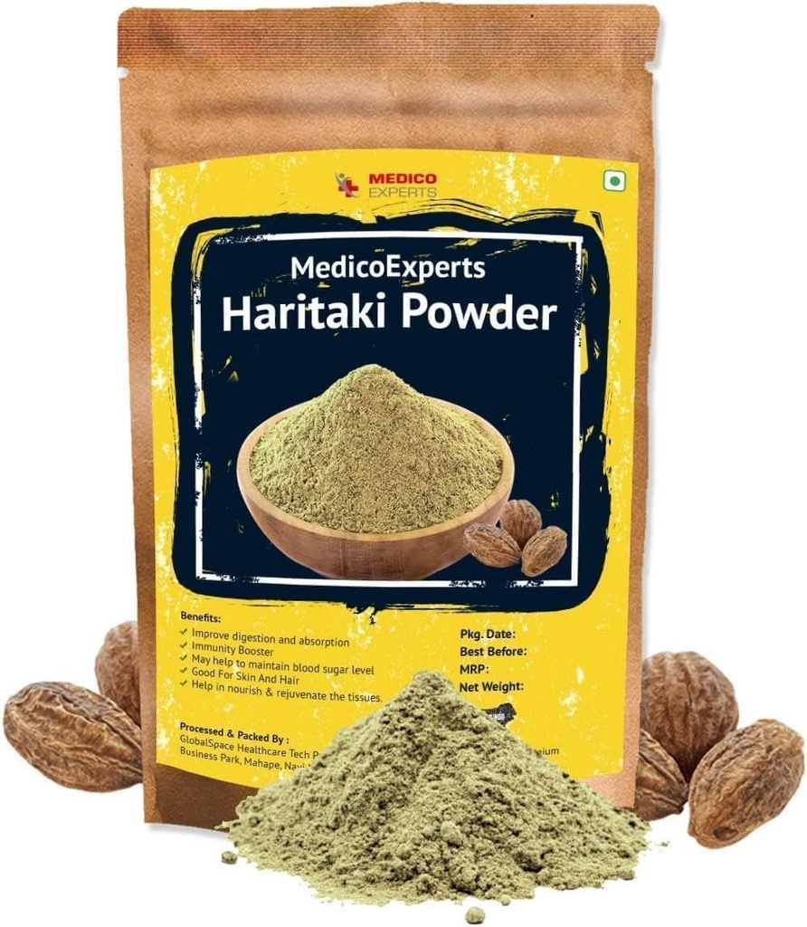 SENTA Haritaki Powder Organic - 400 GMS | 100% reines Hartpulver | Kadukkai Pulver | Harad Pulver | Inknut Pulver für dunkle Kreise, Gesicht, Haut und gesunde Verdauung