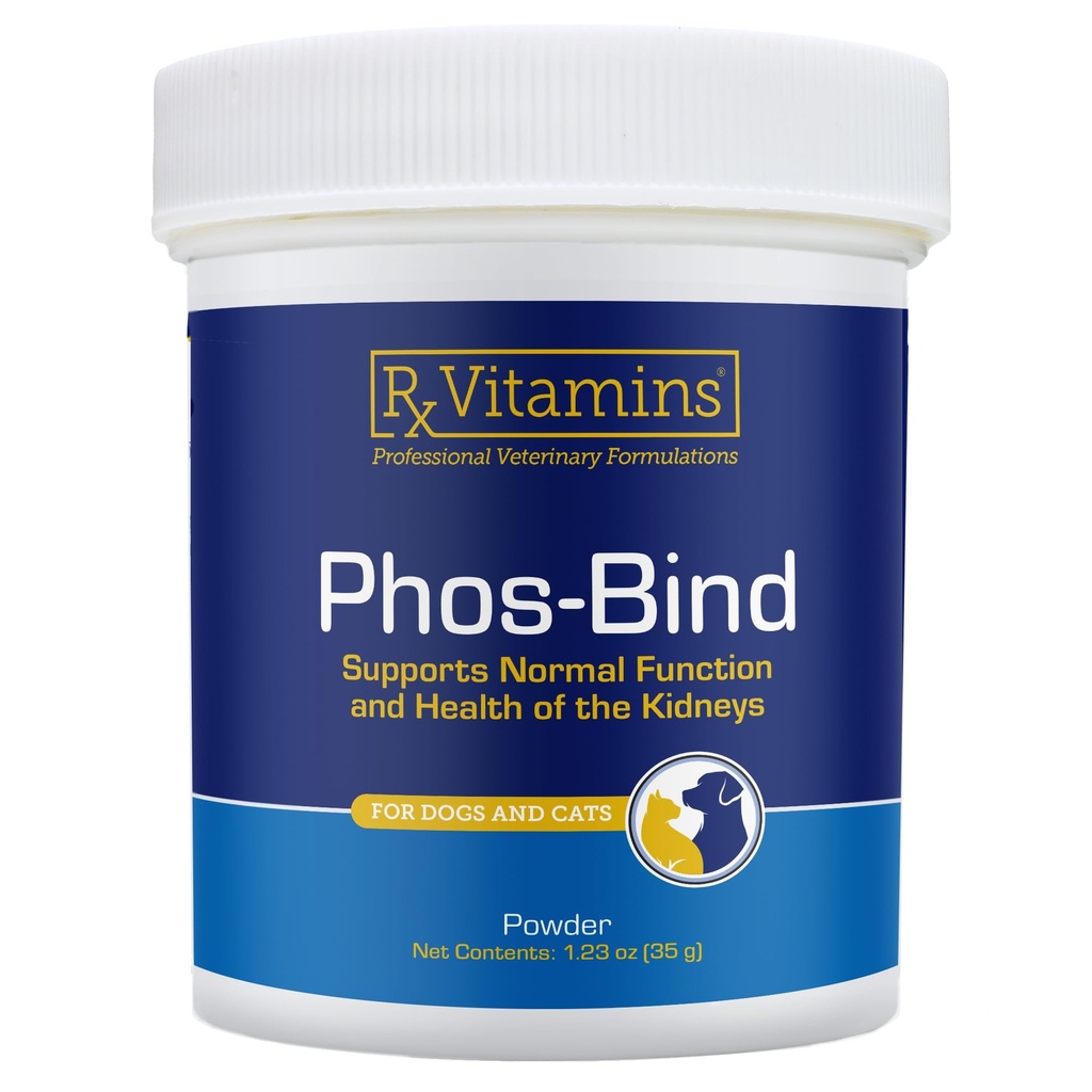 Rx Vitamins Phos-Bind - Kidney Support Supplement Powder - Phosphat-Binder für Katzen & Hunde für Nierengesundheit - Unterstützt normale Nierenreinigung und essentielle Nierenpflege - 35g