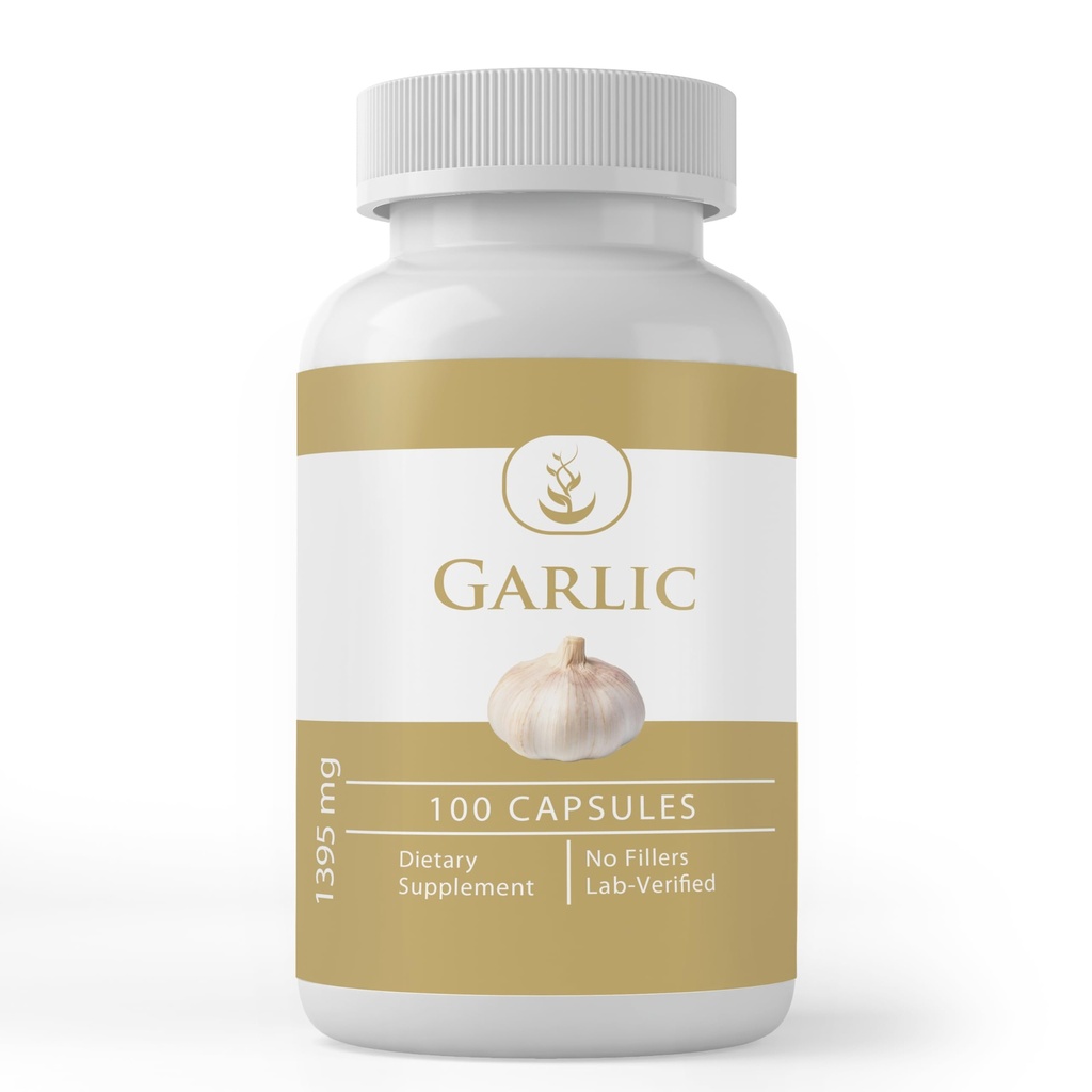 Pure Original Zutaten Knoblauch Kapseln, (100 Kapseln) Immer rein, keine Additive oder Füllstoffe, Lab Verifiziert