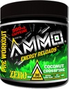 AMMO ® Energy ReloadsTM Pre Workout Powder - 300mg Caffeine Zero Sugar Vital Aminos and Electrolytes Keine künstlichen Aromen oder Farben (Coconut Crossfire)