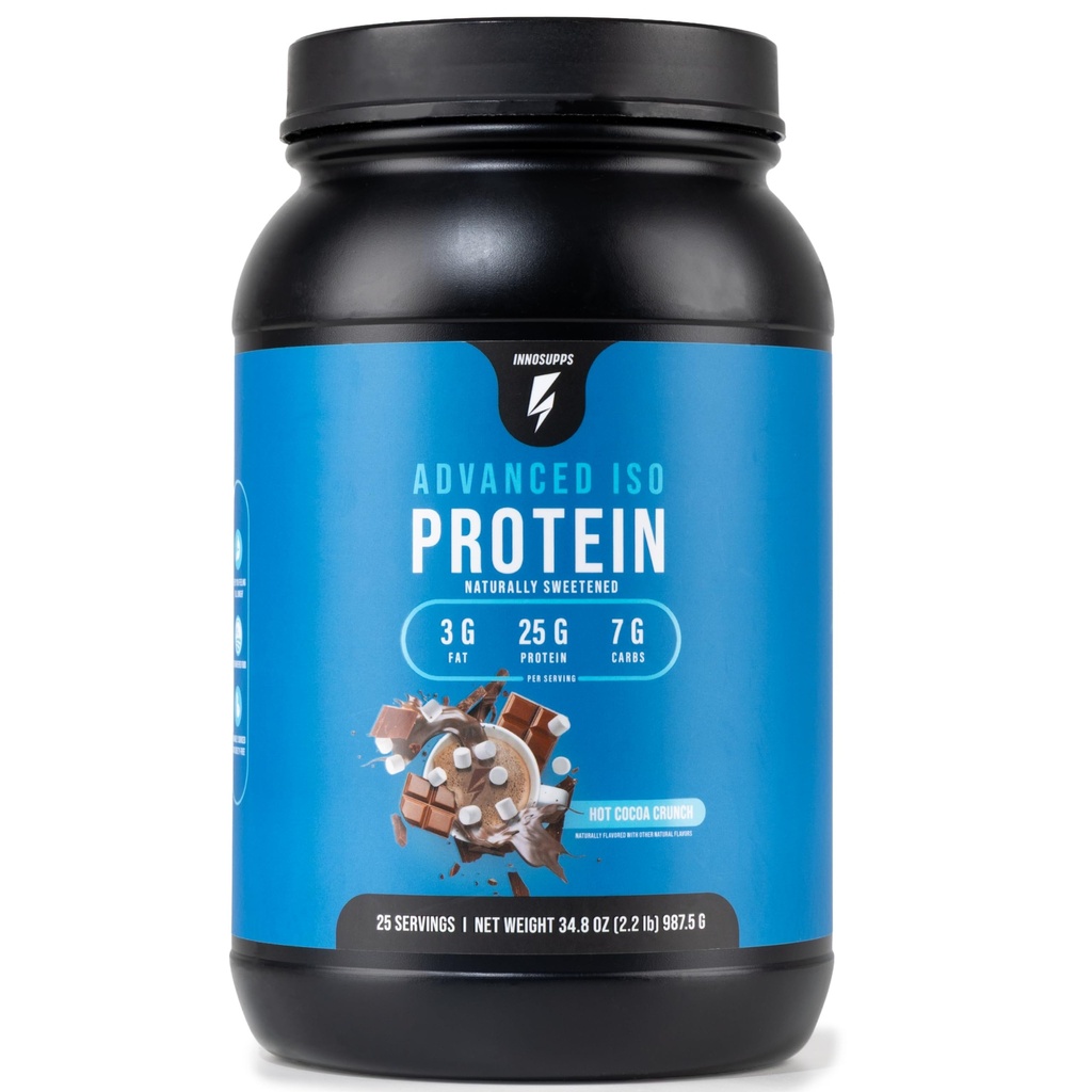 InnoSupps Advanced Iso Protein | 100% Whey Isolate Protein Pulver | Keine künstliche Süßungsmittel| Low Fat, Low Carbs | 25g Protein | Hormone Free, Glutenfrei, Soy Free | (Hot Cocoa Crunch)