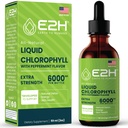 Gouttes liquides de chlorophylle E2H - Booster d'énergie naturelle, support du système immunitaire et désodorisant interne - Arôme de menthe poivrée - 2 Fl Oz