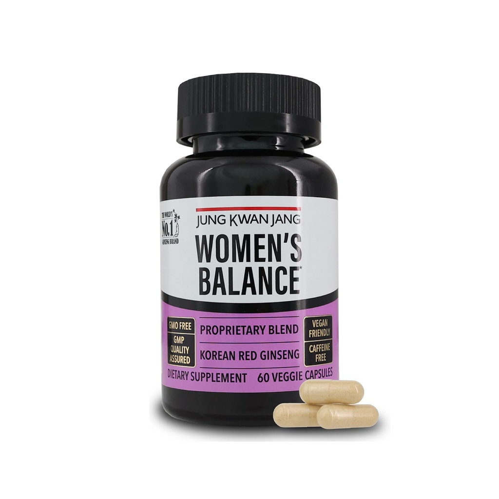 JUNG KWAN JANG Women's Balance with Korean Red Ginseng for Energy Level, Digestive System, and Cognitive Health Supplement, 60 Capsules