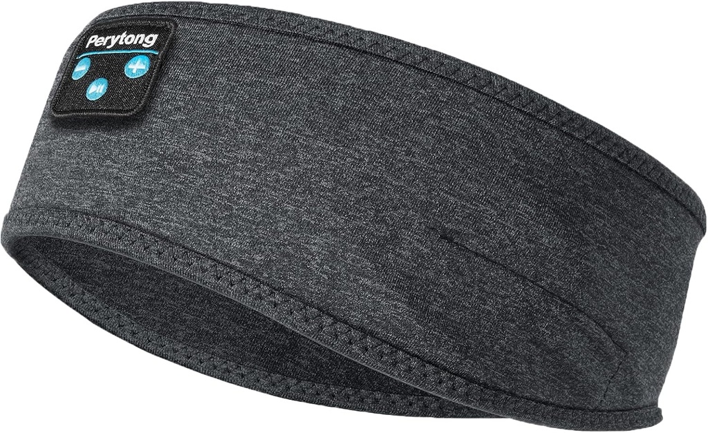 Perytong Nouveaux casques de sommeil Bluetooth Headband, casques de couchage doux sans fil avec haut-parleurs ultra-mince parfait pour les sleepers latéraux, course, entraînement, jogging, yoga, voyage