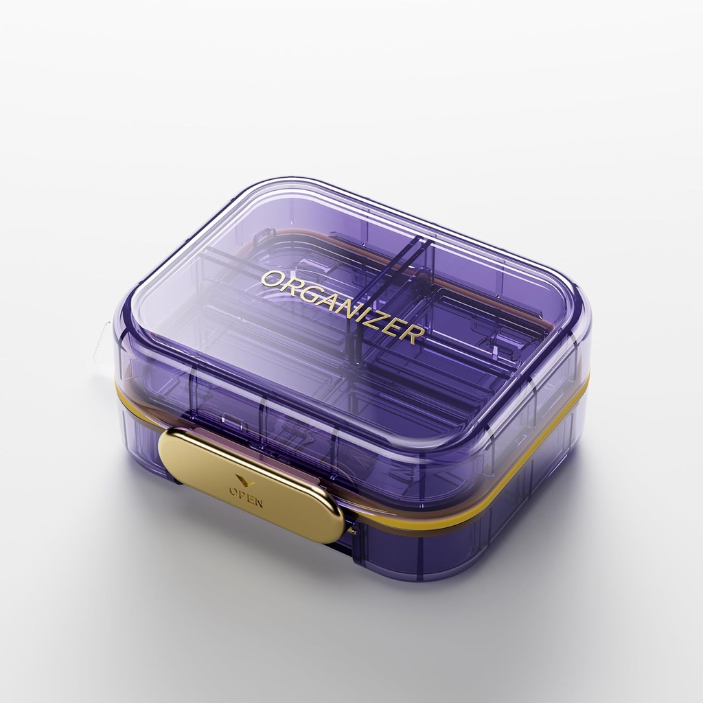 Bexeen Medicine Pill Organizer Travel Cute Pill Container Small Pill Box for Purse Mini Pill Case Portable Vitamin Holder Organizer Compact Travel Size Medication Daily Pocket Pharmacy for Supplement