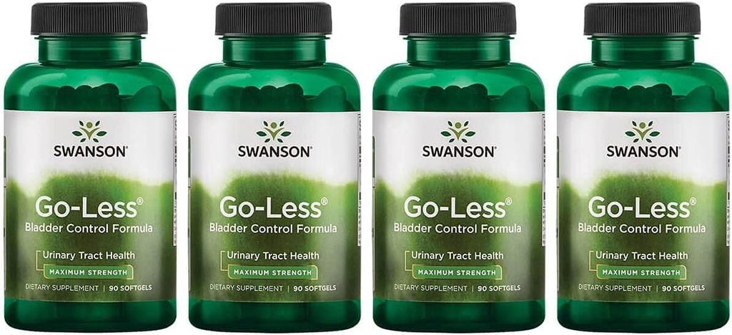 Swanson Go-Less Bladder Control Formula - Promotes Urinary Tract Health and Healthy Bladder Support - Natürliche Ergänzung für Erwachsene mit Kürbis Seed Extract - (90 Softgels) 4 Pack