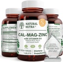 Supplément naturel de zinc de magnésium de calcium de Nutra avec vitamine D3 pour la force osseuse, aide à améliorer la force musculaire, la santé sans gluten, et sans sucre, complexe minéral essentiel 100 comte (paquet de 3)
