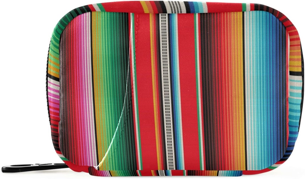 Pfrewn Pill Organizer Fall Mexikanisch Bunte Streifen Serape Reise Pille Box mit Reißverschluss 7 Tage Tragbare kleine wöchentliche Vitamin Medizin Ergänzung Halter Tasche für Frauen Männer
