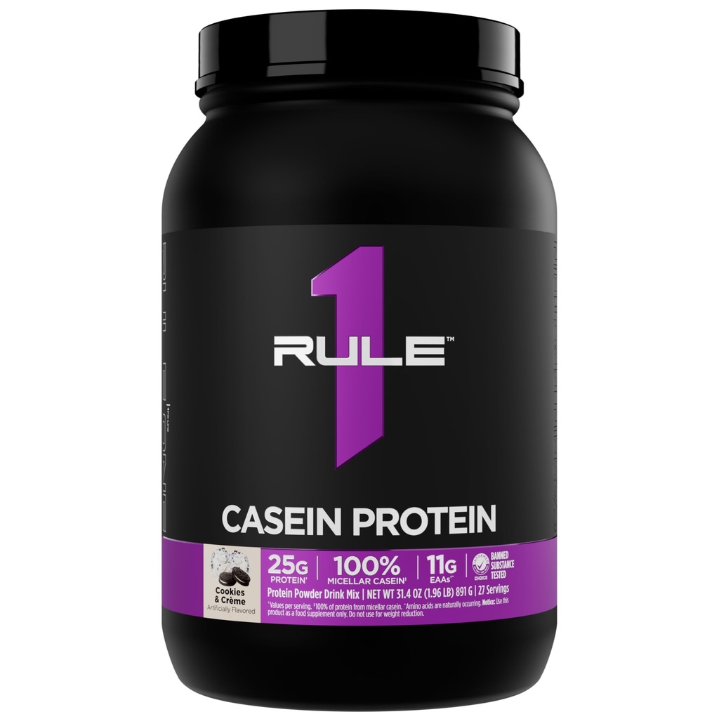 Regel 1 Casein Protein - 25g Protein und 11g EAAs Pro Serving from Slow-Release Micellar Casein for Overnight Recovery and Sustained Delivery Between Meals (2 Pounds*, Cookies & Crème)