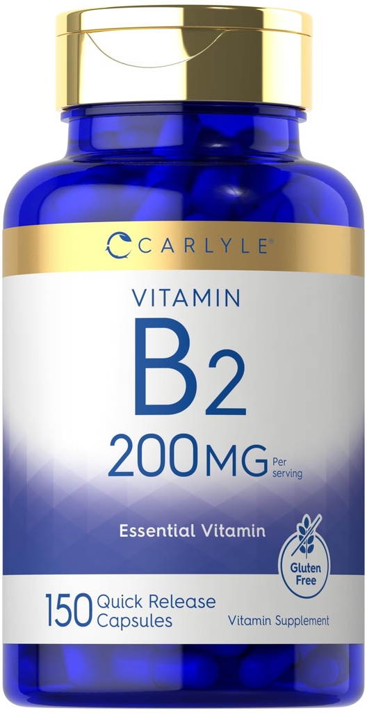 Carlyle Vitamin B-2 | Riboflavin | 200mg | 150 Count | Vegetarisch, Non-GMO & Gluten Kostenlose essentielle Ergänzung