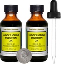 Lugol's Iodine / 2% Lösung / 4 Oz in zwei Bernsteinglasflaschen/Kostenlose Tropfen/USA