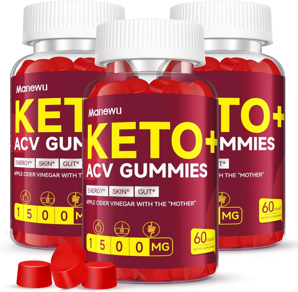 Keto ACV Gummies - 1500mg Apfelessig mit Mutter - Vegan, Non-GMO,Organic Apfelessig-Gummi für Damen, Detox & Cleanse, 3 Pack