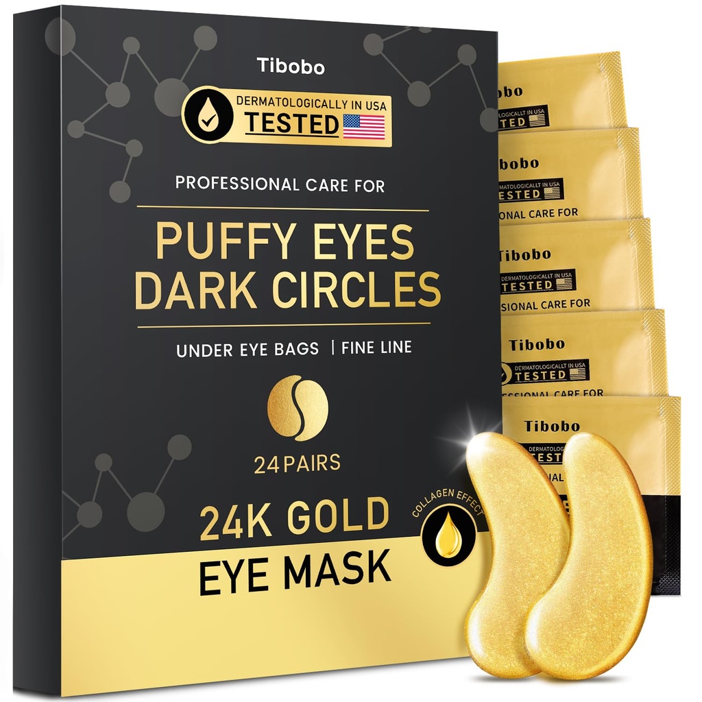 Under Eye Patchs (24 paires) - Masques d'or 24K Enrichis avec Abondant collagène.