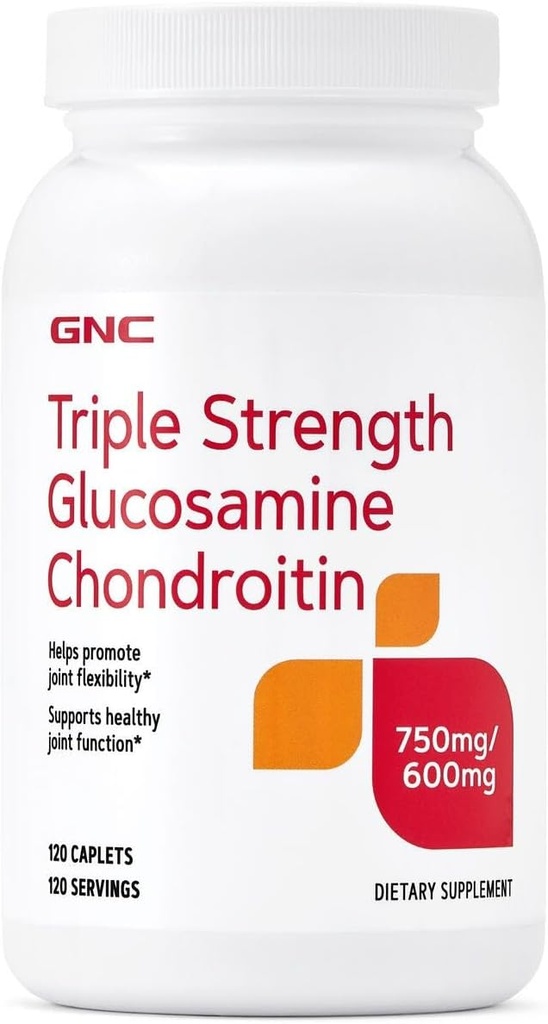 GNC Triple Strength Glucosamine Chondroitin 750mg/600mg, 120 Caplets, Unterstützt gesunde Gelenkfunktion