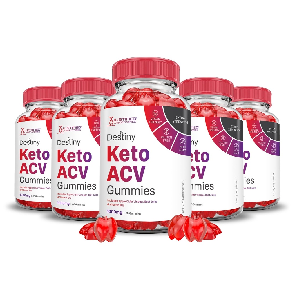Justified Laboratories (5 Pack Destiny Keto ACV Gummis Advanced Formula 1000MG Destiny Keto Gummies Apfelessig mit Granatapfelfettsaft Pulver B12 Vegan Non GMO 300 Gummys