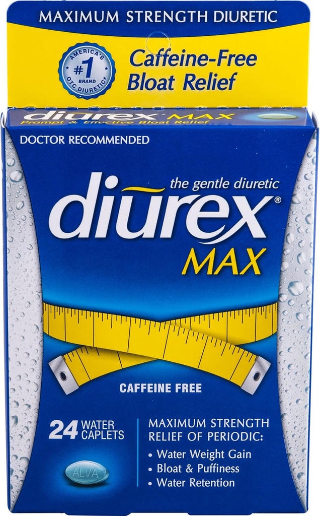 Diurex Max Water Caplets Koffein kostenlos - 24 Caplets, Packung mit 2