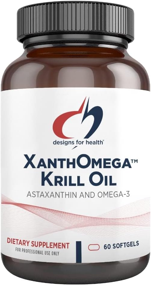 Conceptions pour la santé XanthOmega - Huile de krill avec 12mg Astaxanthine - Antioxydant, Phospholipides + EPA/DHA Omega 3 - Supplément santé cardiovasculaire, peau + yeux (120 Softgels)