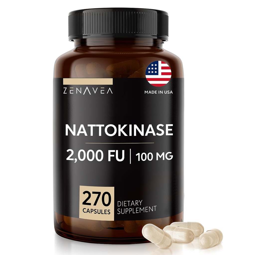 Nattokinase Supplement - 2000 FU von Enzyme - 270 Kapseln von Nattokinase 100mg - Glutenfrei, Non-GMO, Vegan