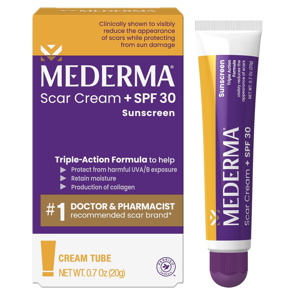 Mederma Schal Creme Plus SPF 30 - Fortgeschrittene Narbenbehandlung, Schützt vor Sonnenschäden, Reduziert Aussehen von Narben vor Akne, Burns, Chirurgie & Verletzung, 0,7 Unze