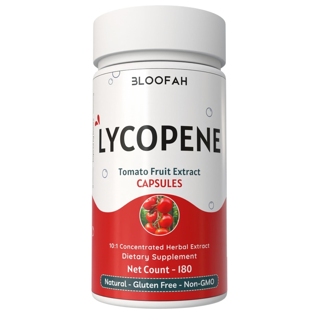 Lycopin Tomaten Extrakt 500mg Kapseln | Natürliche Lycopin Reiche Kräuterergänzung | Natürlich-Occurring Carotenoid | 100% reine, nicht-GMO & Gluten freie Formel - 180 Count