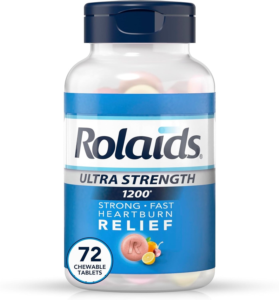 Rolaids Ultra Strength Antacid Chewable Tablets, Assorted Fruit, 72-Count