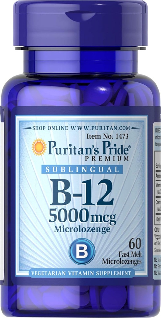 Puritans Pride Vitamin B-12 hilft, Lebensmittel in Energie umzuwandeln* 5000 Mcg Sublingual- Microlozenges, 60 Count (Pack von 1)