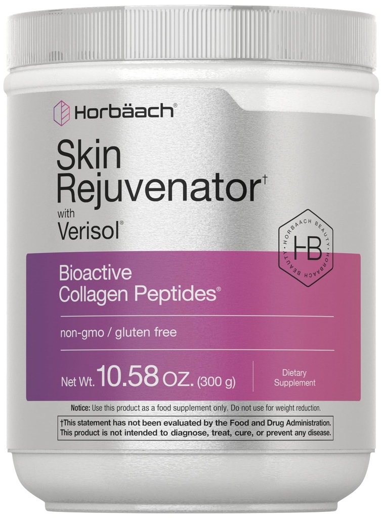 Horbäach Skin Rejuvenator mit Verisol 10.58 oz | Bioactive Collagen Peptide Powder | Typen I und III | Non GMO, Glutenfreie Ergänzung