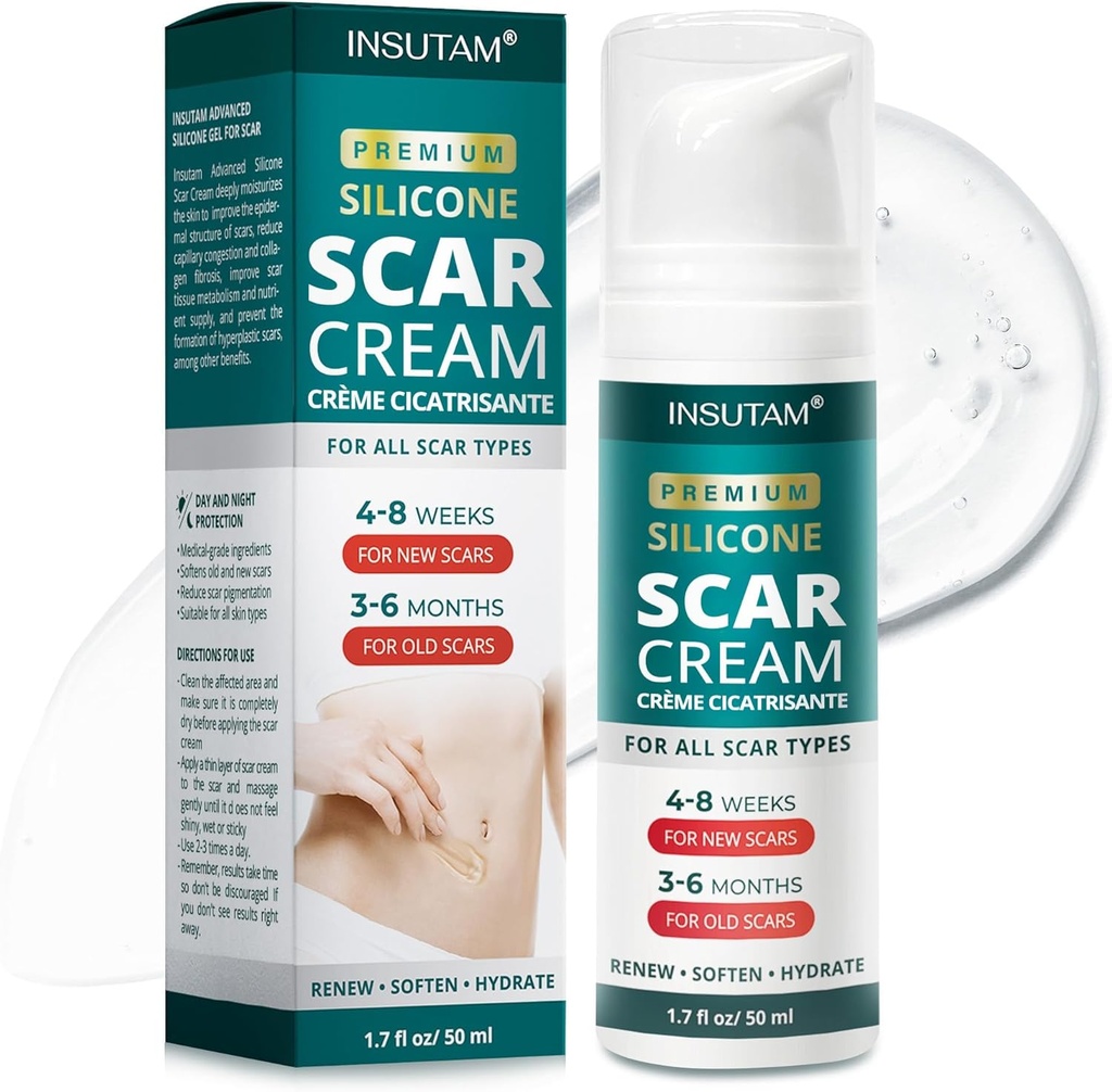 Silikon Narben Gel für Haut Narben: Schal Entfernung Gel 1.7 Oz (50 G) - Für Männer und Frauen Aged 20-45, die von Narben reduzieren Narben durch Chirurgie, Burns, oder Scalds - Verwenden Sie Day|Night