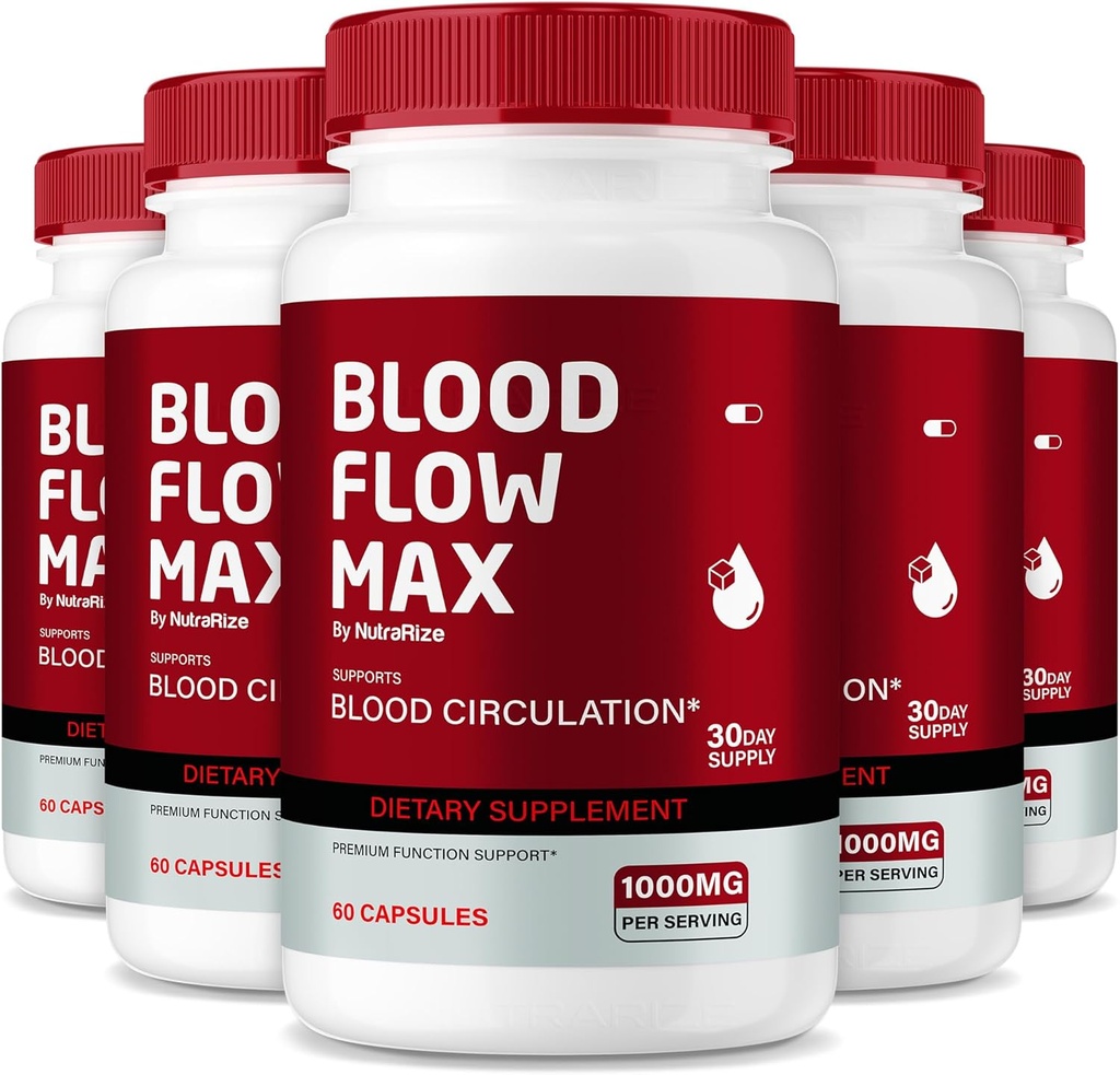 (5 Pack) Blutfluss Max Kapseln, Blutfluss Max Advanced Blood Support Formel, maximale Stärke Ergänzung für gesunde Blutzirkulation, Alle natürlichen Pillen für allgemeine Gesundheit, Bewertungen (300 Kapseln)