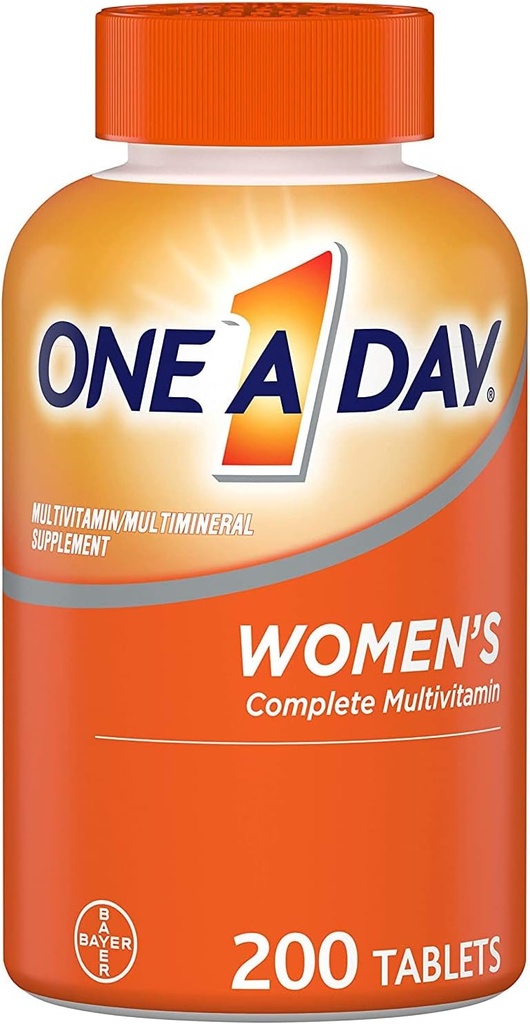 One A Day Women’s Multivitamin, Supplement with Vitamin A, C, D, E and Zinc for Immune Health Support, B12, Biotin, Calcium & More, Tablet 200 count