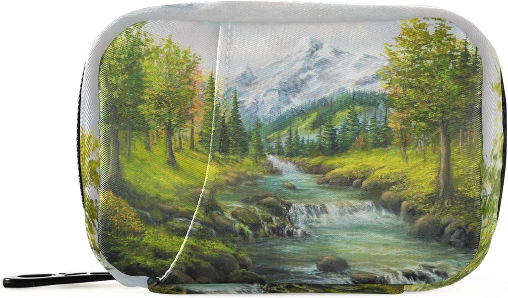 Ölgemälde Frühlingswald Pille Box 7 Tage Pille Tasche Reise Pille Organizer Tasche mit Reißverschluss Tragbare Wöchentliche Tasche Kompakte Größe für Vitamin Supplement Halter