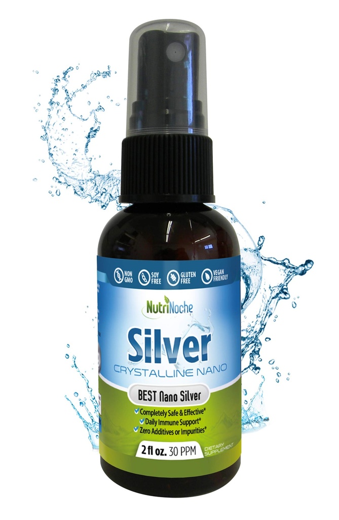 Nutrinoche Ultra Pure Colloidal Silver Spray - Excellent soutien immunitaire quotidien - Bio 99,99% Nano particules - Ultra Pure Silver Hydrosol - 2 onces - 30 ppm