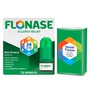Flonase Allergy Relief Nasenspray, 24-Stunden-nicht-Drowsy Multi-Symptom Relief - 72 Sprays plus Bonus Pack von Tissues