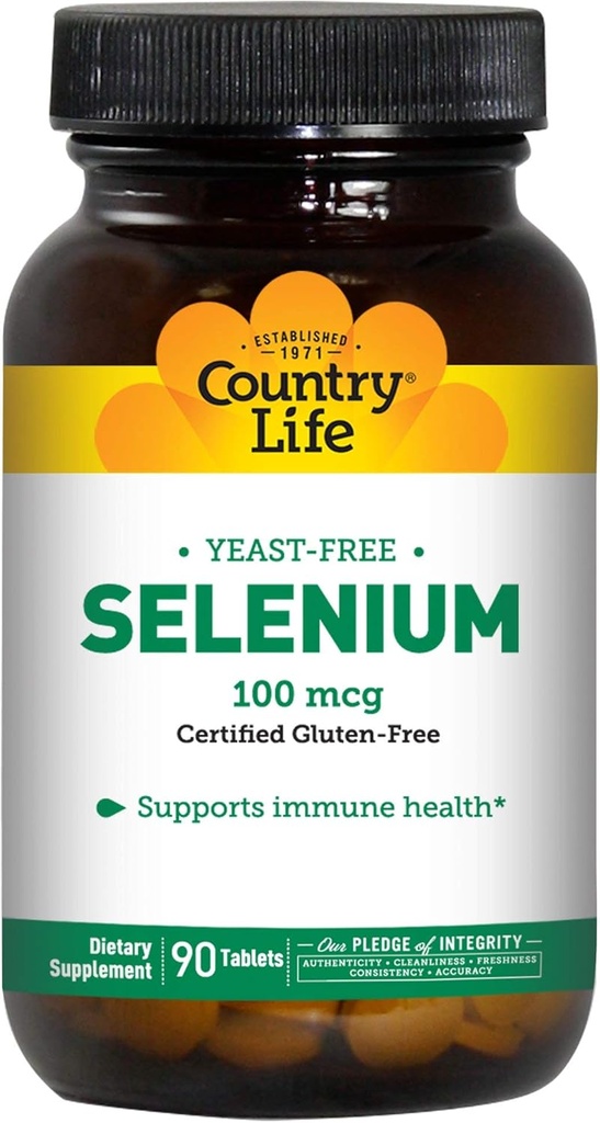 Country Life Selenium 100 mcg, Hefefrei - 90 Tabletten