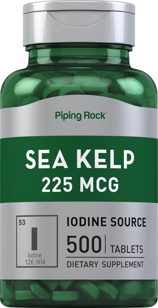 Piping Rock Sea Kelp Ergänzungen | 225mcg | 500 Tabletten | Non-GMO, Glutenfrei
