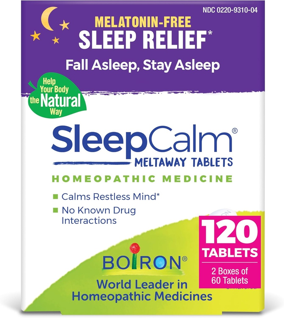 Boiron SleepCalm Sleep Aid for Deep, Relaxing, Restful Nighttime Sleep - Melatonin-Free und Non Habit-Forming - 60 Count (Pack von 2)